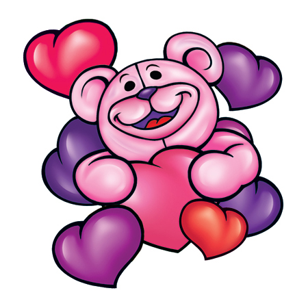 pink teddy bear with hearts