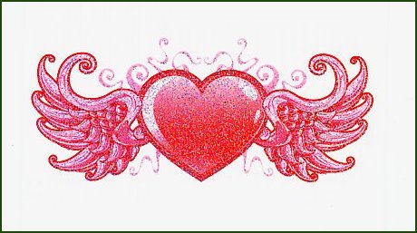 Pink Glitter Heart with Wings GLI