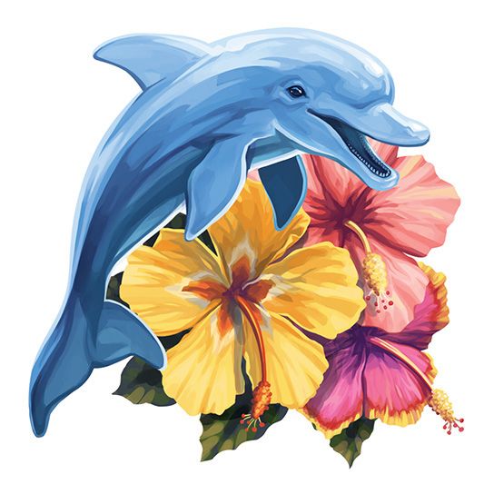 Dolphin and Hibiscus