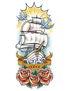 Honor Ship, bird and rose sleeve