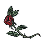 Red Rose with Leaves 2