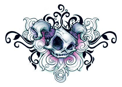 Wicked Midnight Skull Girl Temporary Tattoo