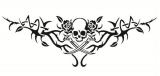 Skull, roses and swords