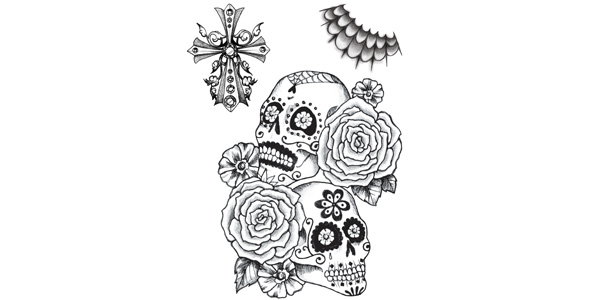 Skull and Flowers Set