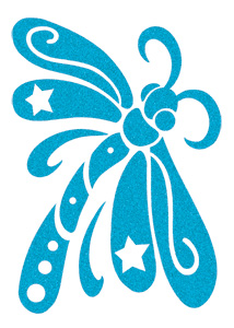 Blue Sugar Dragonfly with Stars (Glitter)