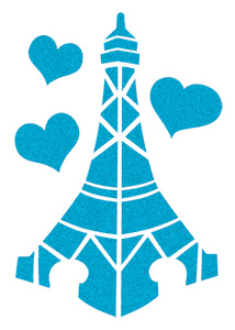 Blue Sugar Eiffel Tower with Hearts (Glitter)