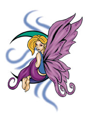 Purple Fairy on Crescent Moon