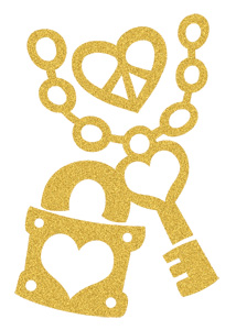Gold Sugar Heart Lock and Key (Glitter)