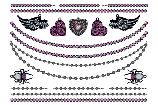 Jewellery - Hearts Wings Spiders and Chains Pink