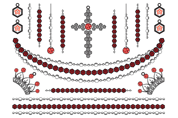 Jewellery - Crowns Cross and Chains Red