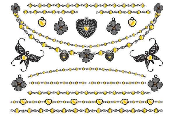 Jewellery - Hearts Flowers Butterflies and Chains Gold