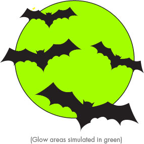 Moon and Bats Glow in dark