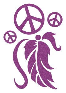 Purple Sugar Peace and Feather (Glitter)