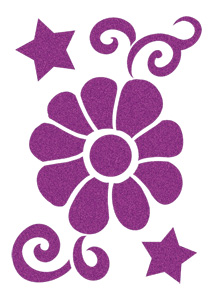 Purple Sugar Flower with Stars (Glitter)