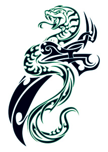 Green Tribal Snake and Dagger